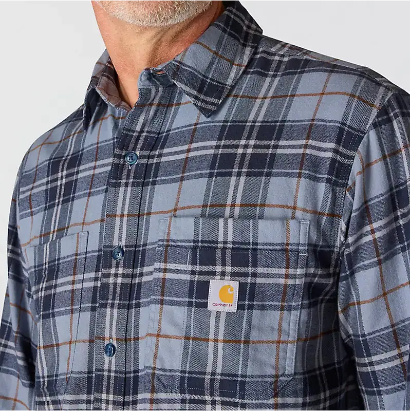 Rugged Flex® Relaxed Fit Midweight Long-Sleeve Plaid Shirt - Light Faded Navy 3