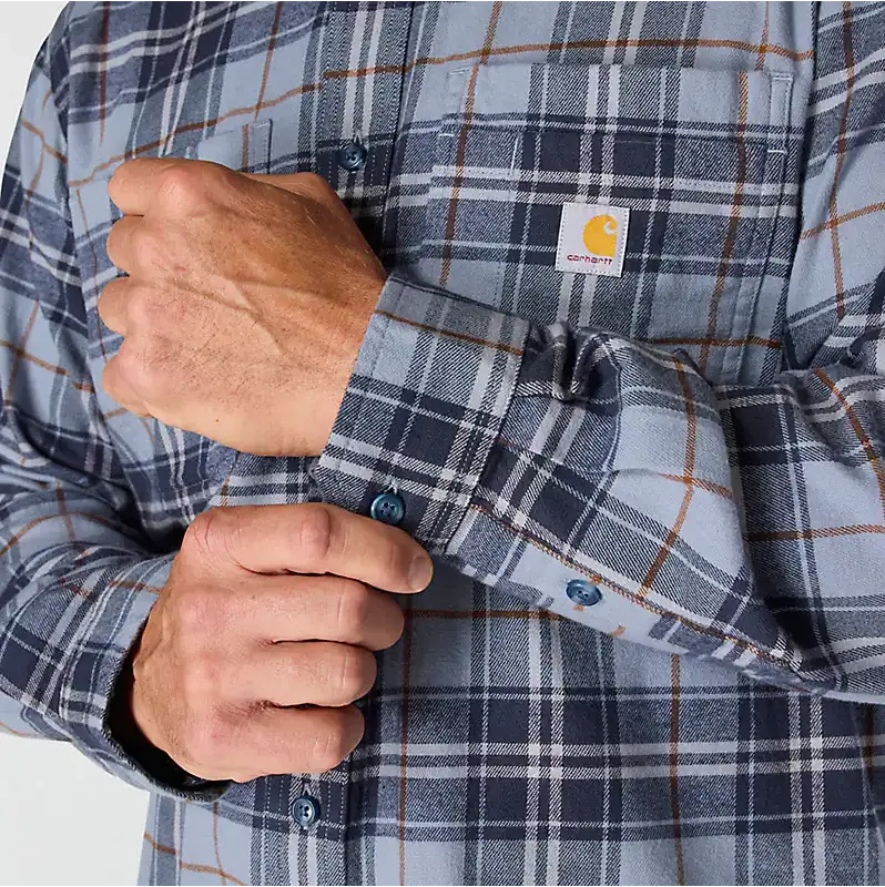 Rugged Flex® Relaxed Fit Midweight Long-Sleeve Plaid Shirt - Light Faded Navy 6