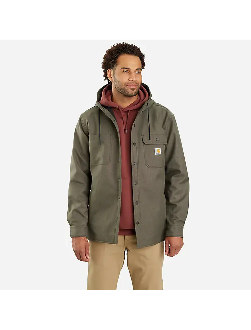 Rain Defender® Heavyweight Hooded Shirt Jacket, Moss 1