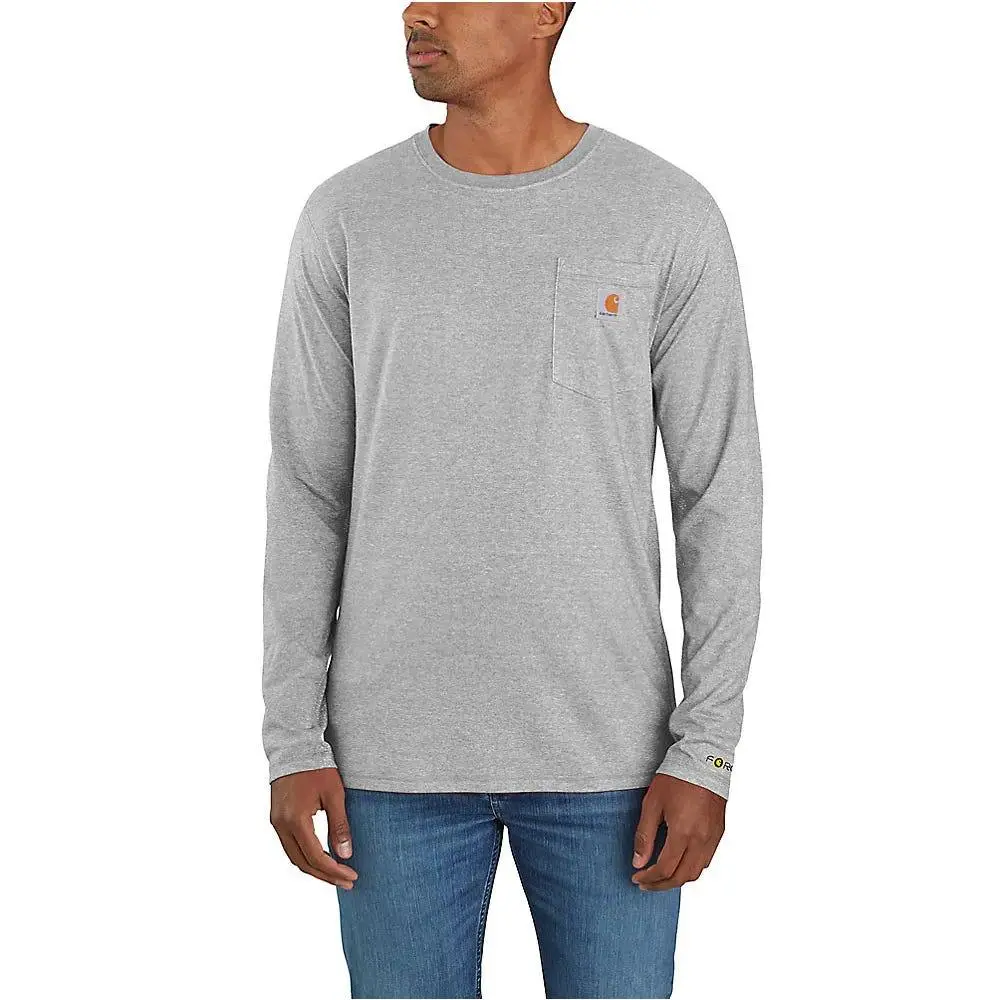 Carhartt Force® Relaxed Fit Midweight Long-Sleeve Pocket T-Shirt- Heather Grey 1