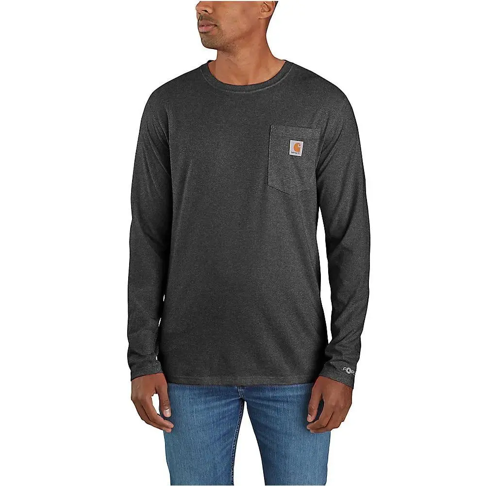 Carhartt Force® Relaxed Fit Midweight Long-Sleeve Pocket T-Shirt - Carbon Heather 1