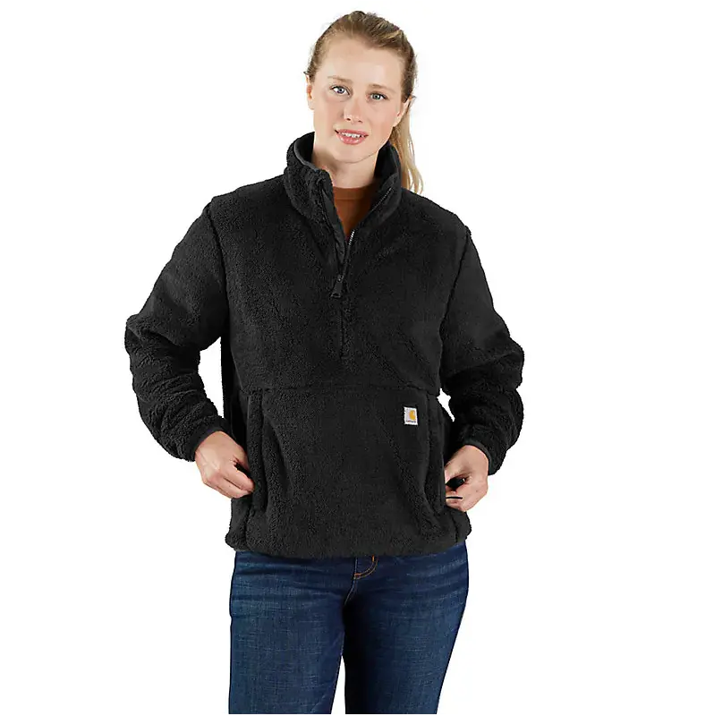 Women's Loose Fit Fleece Pullover - Black/Black 1