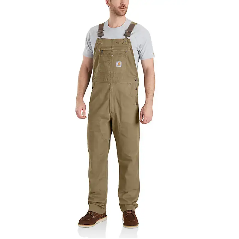 Rugged Flex Relaxed Fit Canvas Bib Overall - Dark Khaki 1