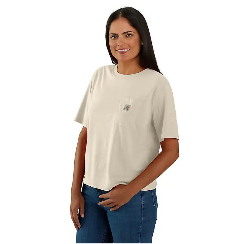 Women's Loose Fit Lightweight S/S Crewneck T-Shirt - Oat Milk Heather 1