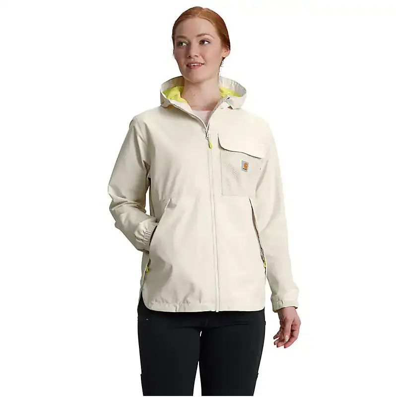 Women's Storm Defender® Loose Fit Lightweight Hooded Packable Jacket, Chalk 1