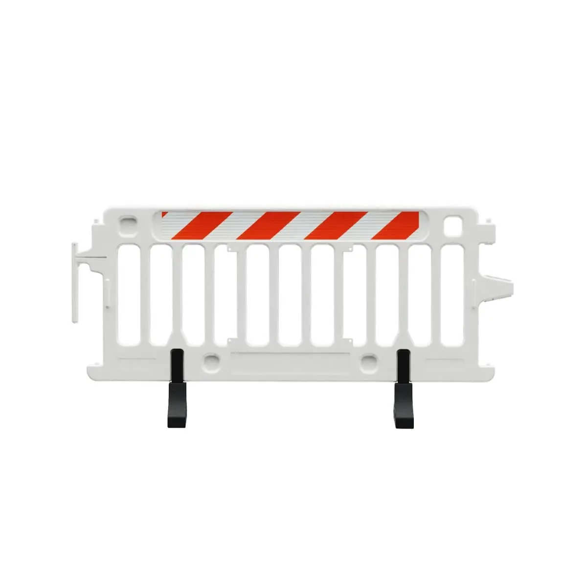 Durable Plastic Barricade For Concerts Crowdcade, 2004-W-Hipr, White. High Intensity Prismatic Grade Striped On One Side Of The Barricade, Right 1