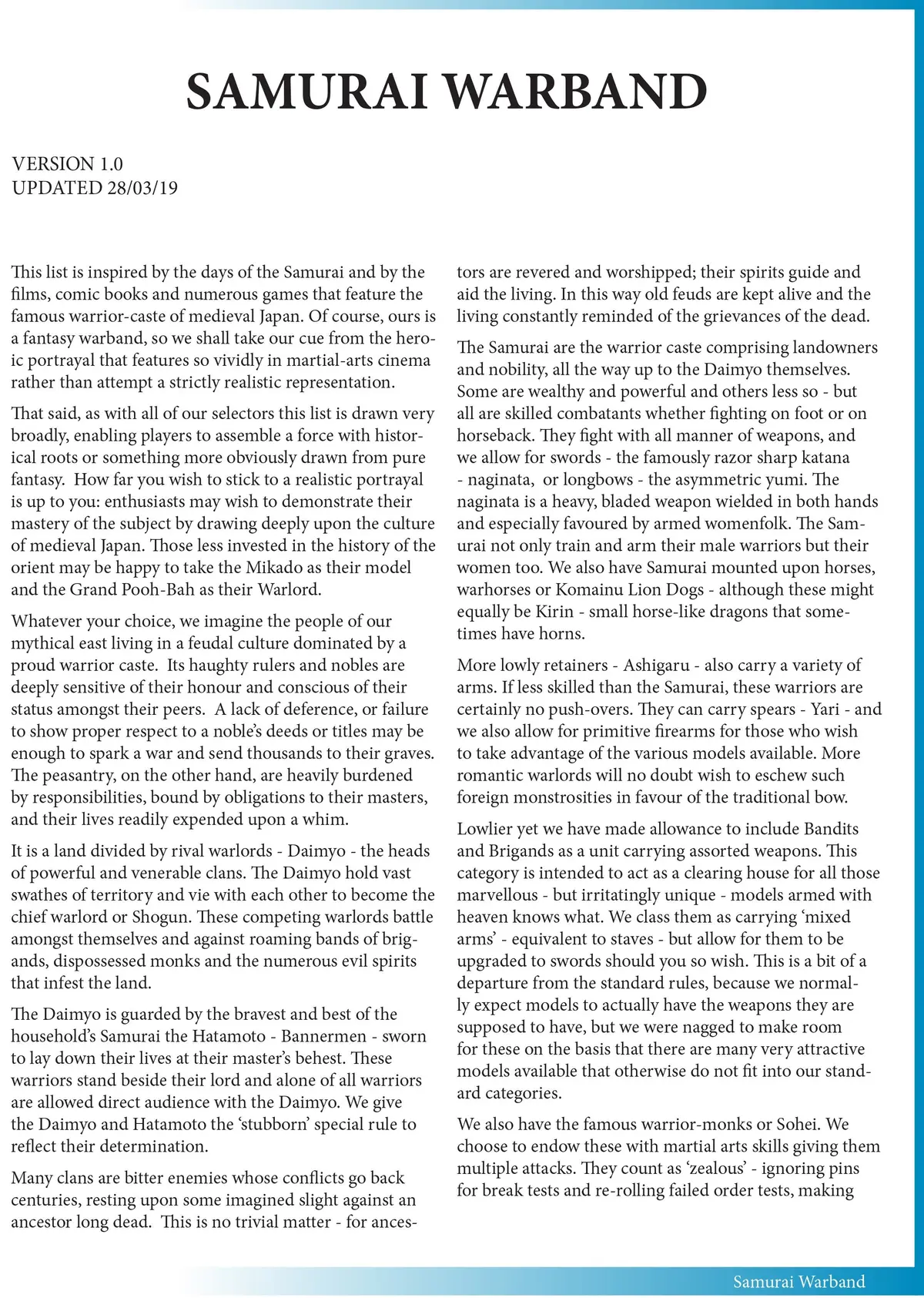 Warlords Of Erehwon: Samurai Army List Pdf 1