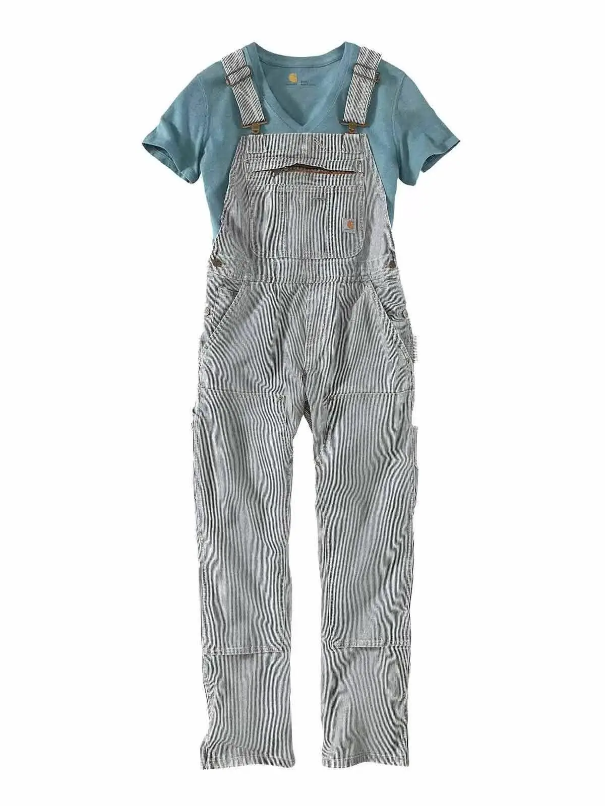 Women's Striped Railroad Overalls 1