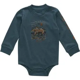 Infant Boys Long Sleeve Bear Bodysuit - Atlantic Deep Heather 1