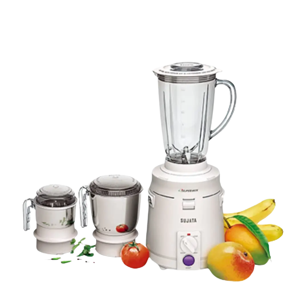 Sujata Supermix Mixer Grinder|900 Watts Double Ball Bearing Motor|22000 Rpm|Non-Stop 90 Mins Running|3 Jars Including 1750 Ml Blender, 1000 Ml Grinder, 500 Ml Chutney Jar| White 2