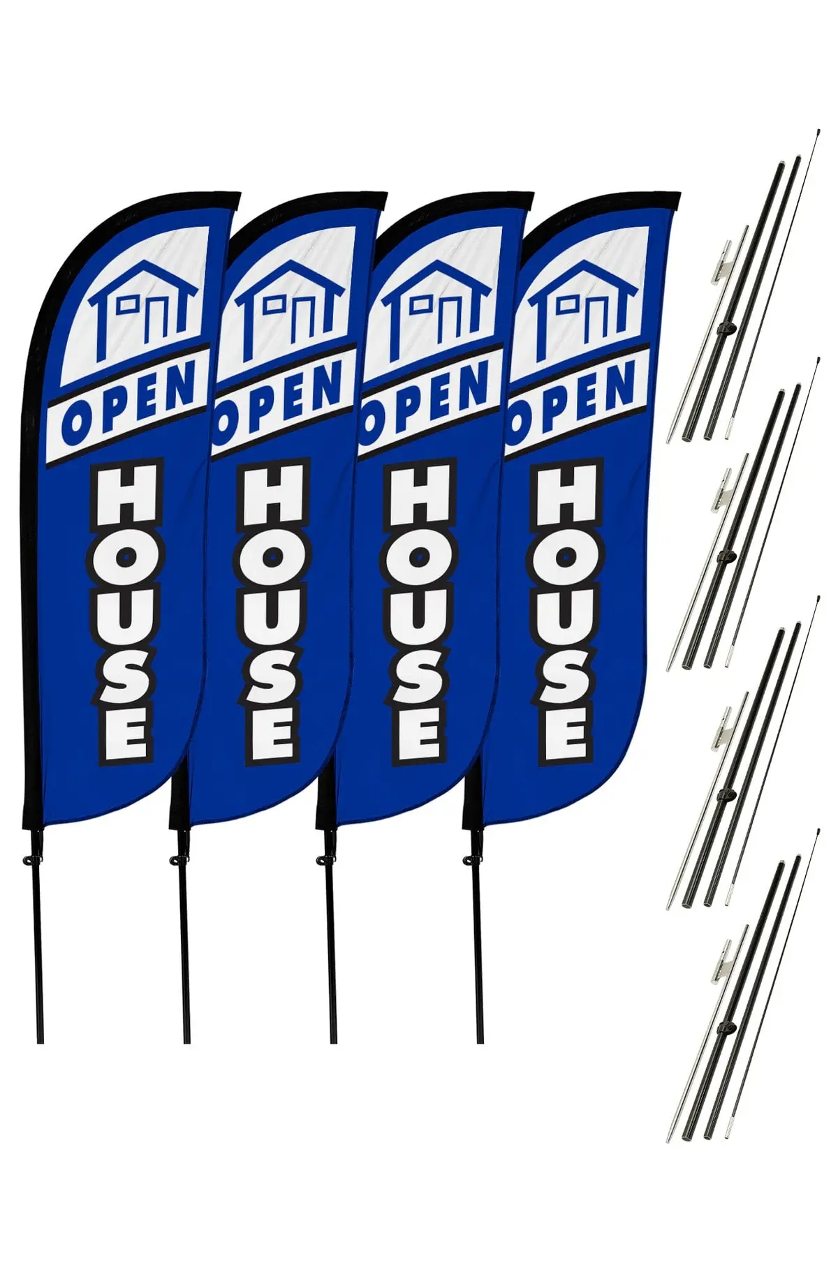 Open House Feather Flag - 4 Pack W/ Ground Spike Pole Set 2