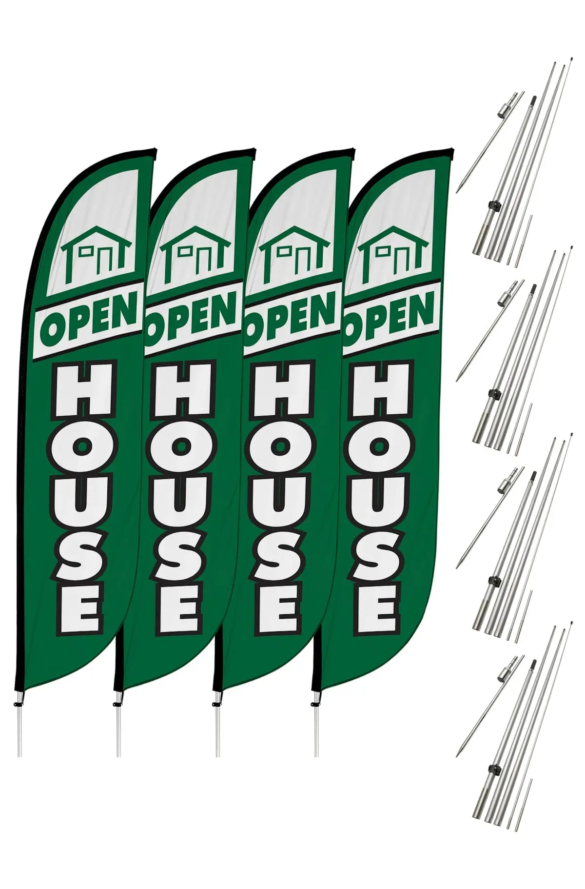 Open House Feather Flag - 4 Pack W/ Ground Spike Pole Set 3