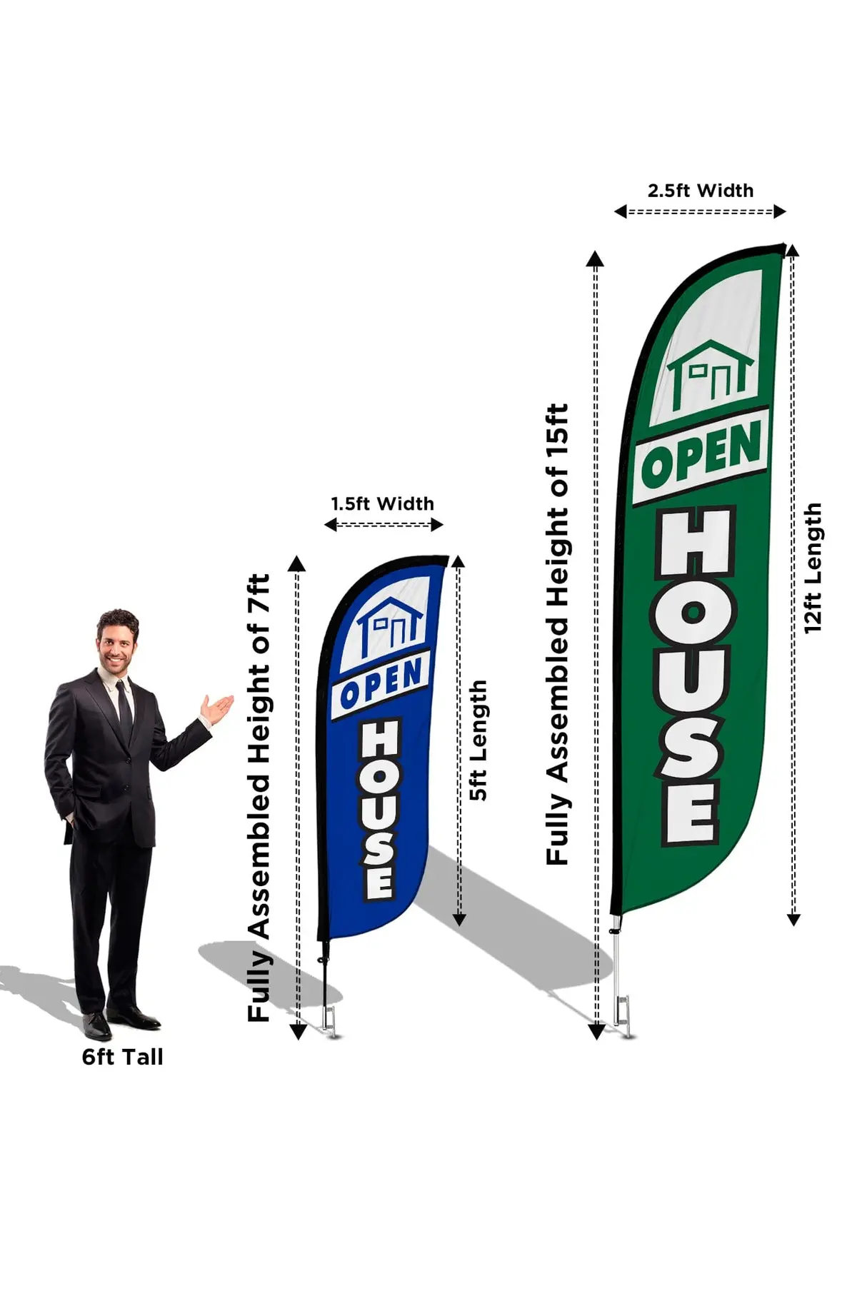 Open House Feather Flag - 4 Pack W/ Ground Spike Pole Set 4