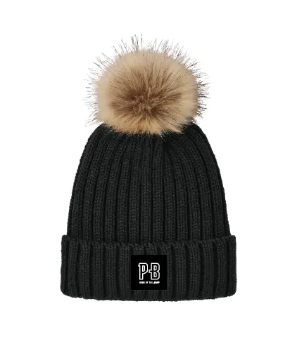 Pb Pom Beanie, Deep Black 1