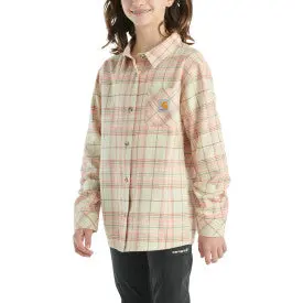 Youth Girls Long-Sleeve Flannel Button-Front Shirt - Malt 1