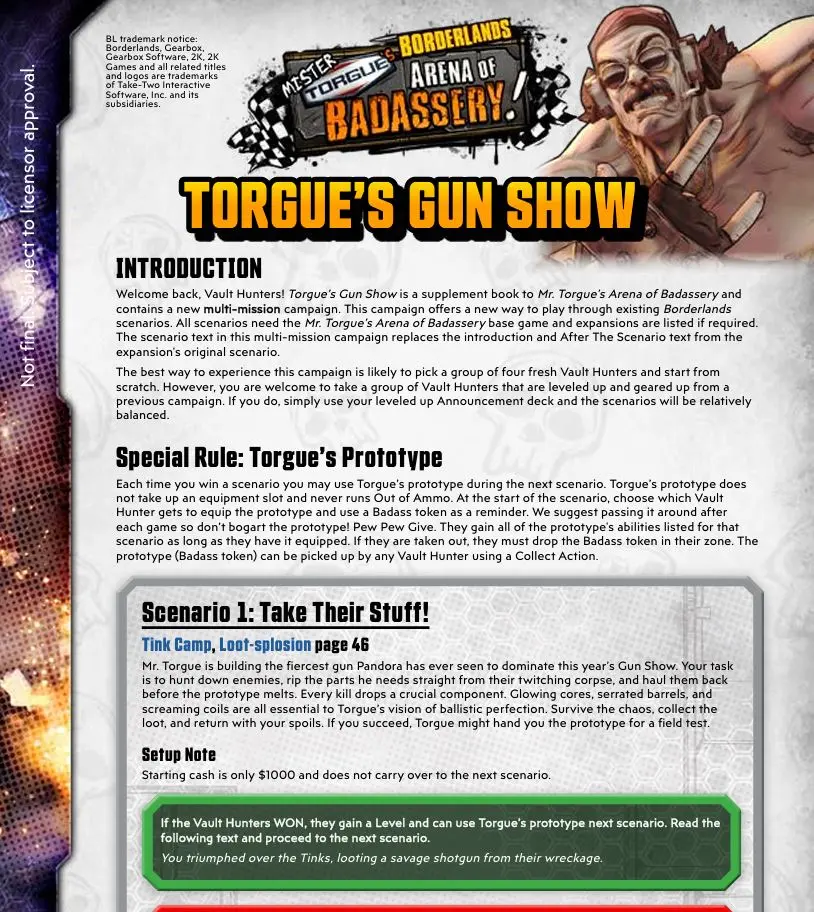 Mister Torgue's Arena Of Badassery™: Torgue's Gun Show Scenario Pdf Download 1
