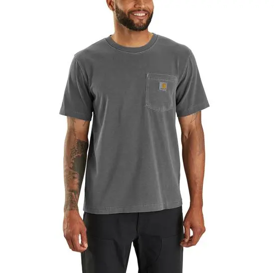 Relaxed Fit Lightweight Short-Sleeved Garment Dyed Pocket T-Shirt - Shadow 1