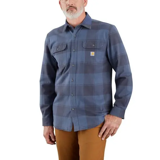 Loose Fit Hw Flannel Plaid Shirt - Navy 1