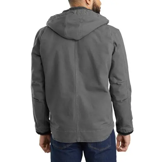Men's Sherpa-Lined Utility Jacket - Relaxed Fit - Washed Duck, Black 5
