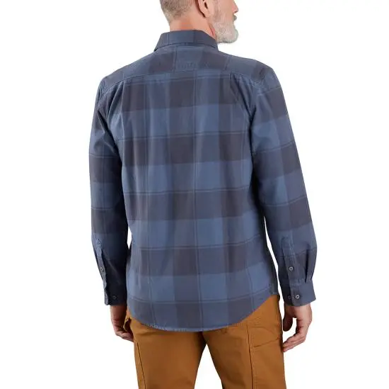 Loose Fit Hw Flannel Plaid Shirt - Navy 2