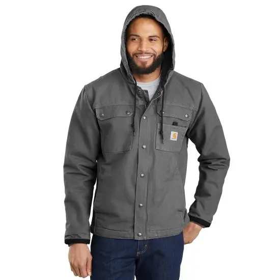Men's Sherpa-Lined Utility Jacket - Relaxed Fit - Washed Duck - Gravel 4