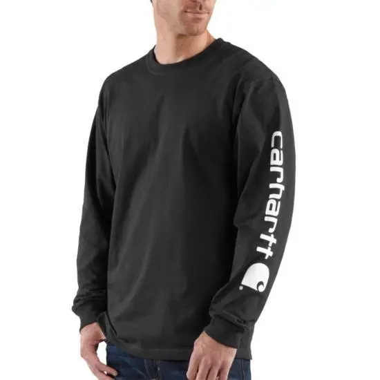 K231 - Loose Fit Heavyweight Long-Sleeve Logo Sleeve Graphic T-Shirt - Black/White 1