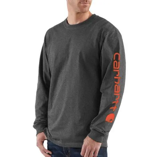 K231 - Long Sleeve Logo T-Shirt, Carbon Heather/Bold Orange 1