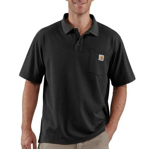 Loose Fit Midweight Short-Sleeve Pocket Polo - Black 1