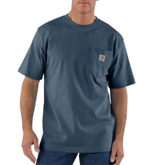 K87 - Loose Fit Heavyweight Pocket Tee, Blue Stone 2
