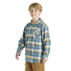 Youth Long Sleeve Flannel Button-Front Shirt - Real Teal 1