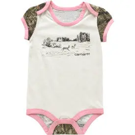Infant Girls Short Sleeve Camo Deer Bodysuit - Mossy Oak Country Dna Print 1