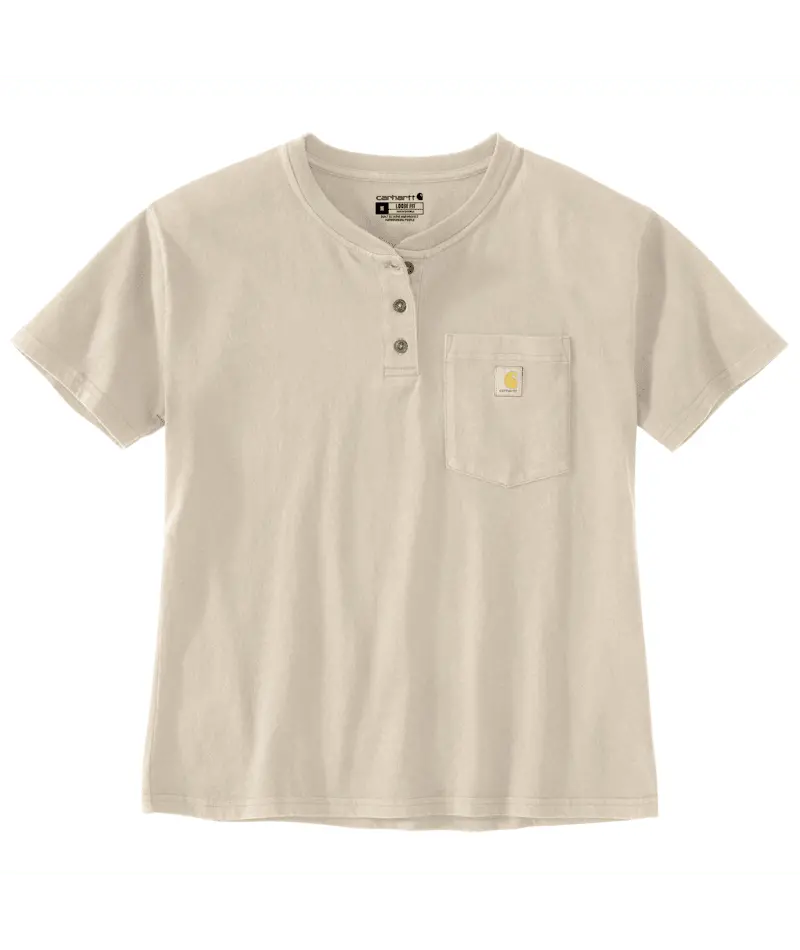 Women's Loose Fit Short-Sleeve Heavyweight Henley T-Shirt - Oat Milk 1