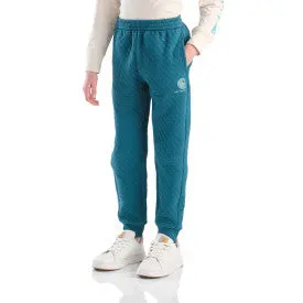 Youth Girls Quilted Jersey Logo Sweatpant - Atlantic Deep 3