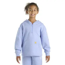 Youth Girls Long-Sleeve Quilted Jersey 1/2 Zip Sweatshirt - Pale Iris 2