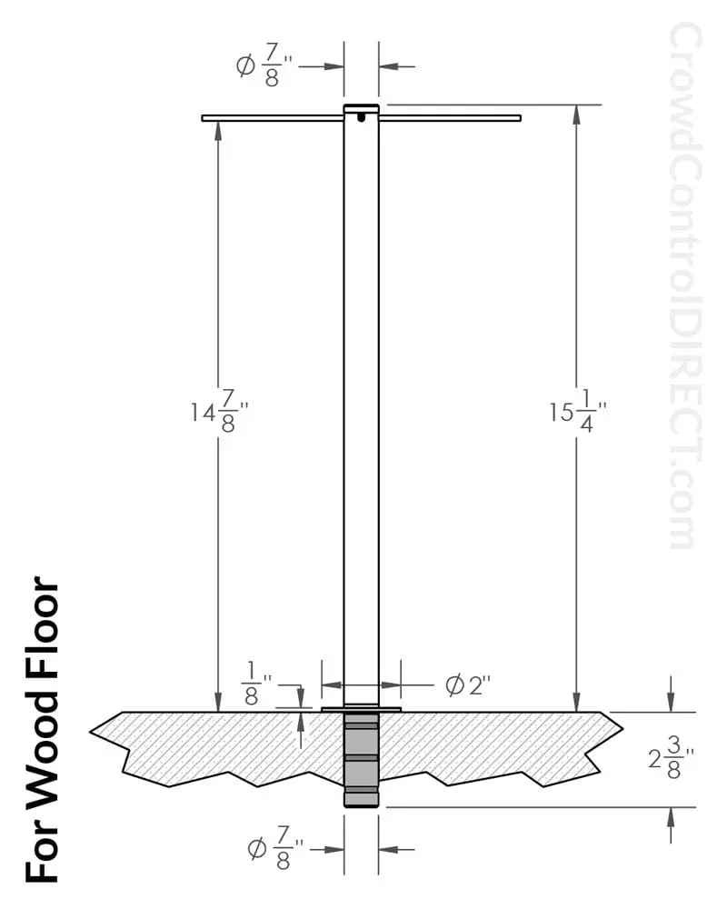 Museum & Art Gallery Stanchion, 16" Tall, Removable With Floor Socket 2