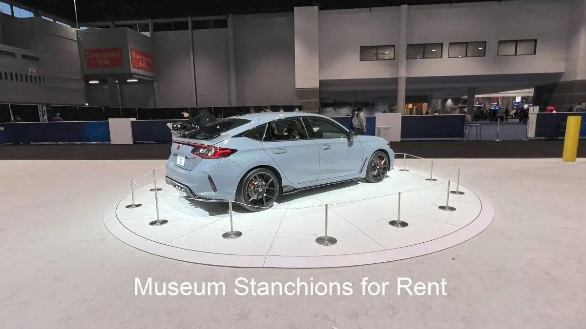 Museum Stanchions For Rent (Elastic Cord Art Gallery Barriers) 1
