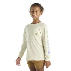 Youth Girls Long-Sleeve Graphic Pocket T-Shirt - Turtledove 1