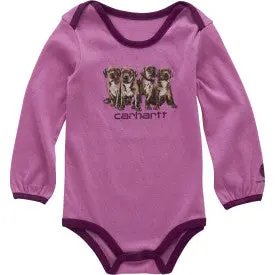 Infant Girls Long-Sleeve Puppy Bodysuit - Crocus 1