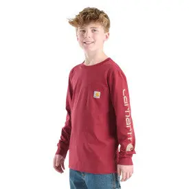 Youth Boys Long-Sleeve Pocket T-Shirt - Tibetan Red 1