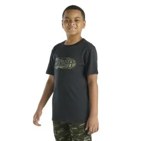 Youth Boys Short Sleeve Camo Logo T-Shirt - Caviar Black 1