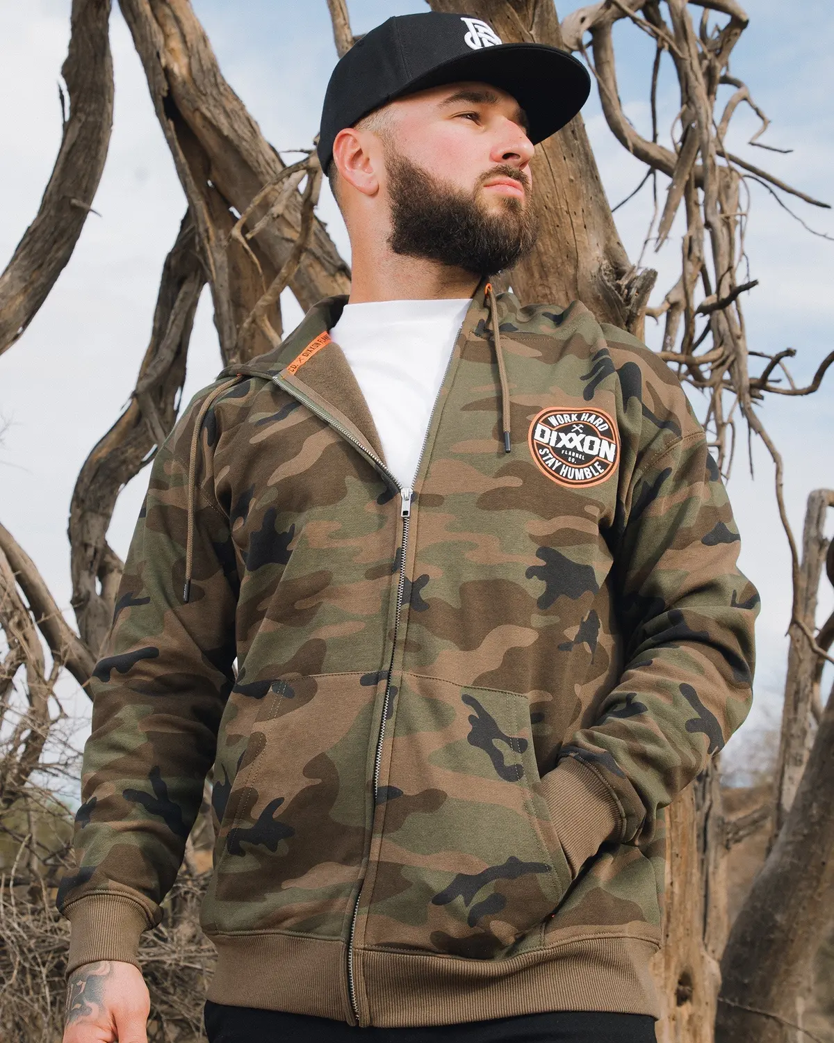 Orange Corpo Zip Up Hoodie - Camo 1