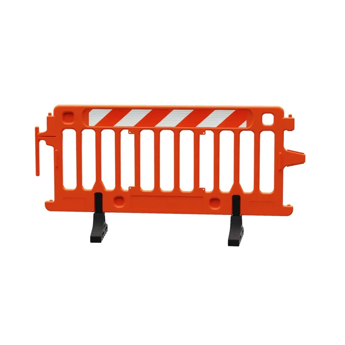 Outdoor Plastic Barricade Crowdcade, 2004-O-Hipr, Orange. High Intensity Prismatic Grade Striped On One Side Of The Barricade, Right 1