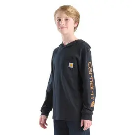 Youth Boys Long-Sleeve Hooded Graphic T-Shirt - Caviar Black 2
