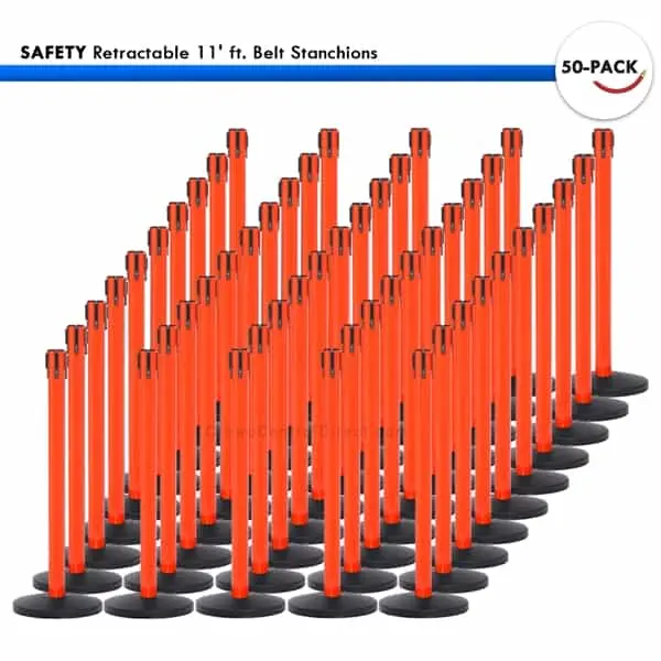 Pallette Of 50 Safety Retractable 11' Ft. Belt Barriers 1