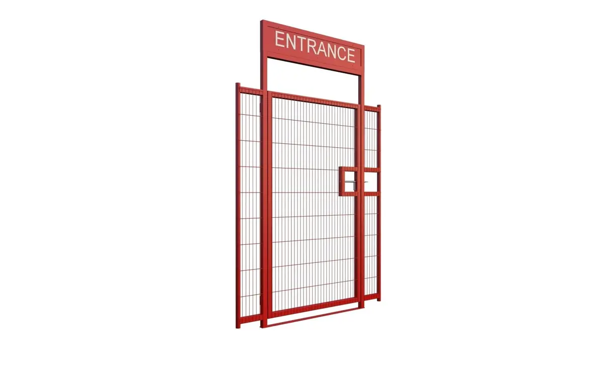 Pedestrian Gate For Temporary Fence, Red, Anti Climb 2