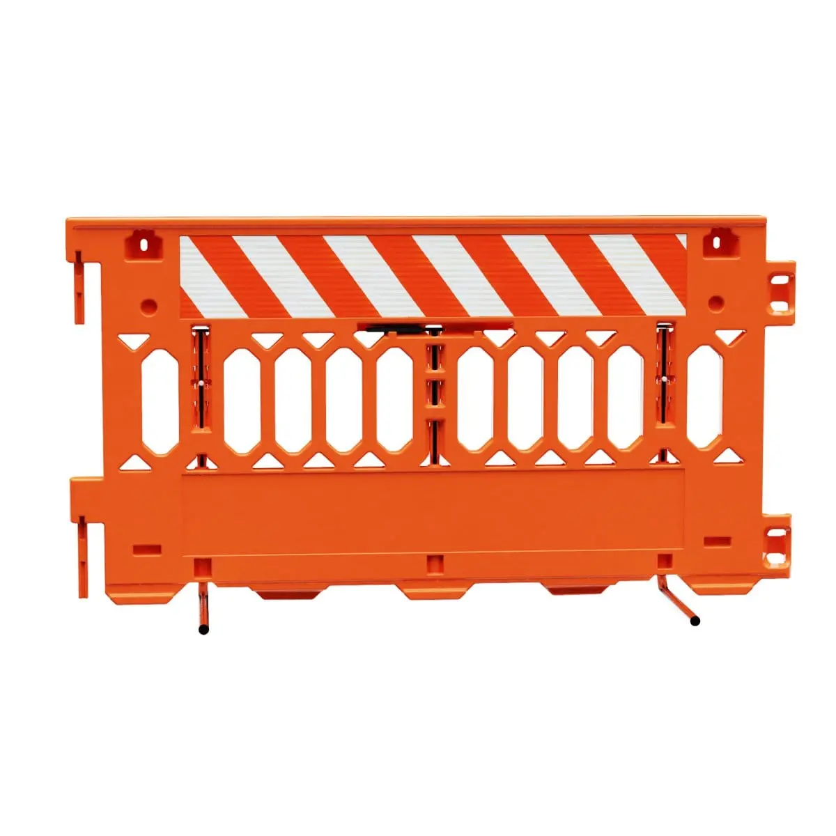 Pedestrian Safety Barrier Pathcade, 2008-O-Hipl-T, Orange. One Section Of High Intensity Prismatic Grade Striped Sheeting On One Side Of The Barricade, Left Top Only One Side 1