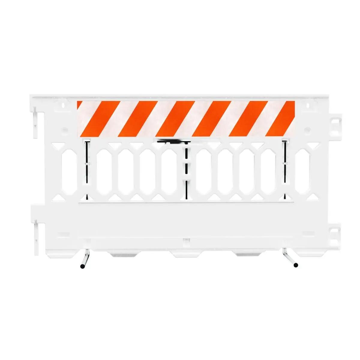 Plastic Barricade For Schools Pathcade, 2008-W-Dgr-T, White. One Section Of Diamond Grade Striped On One Side Of The Barricade, Right Top Only One Side 1