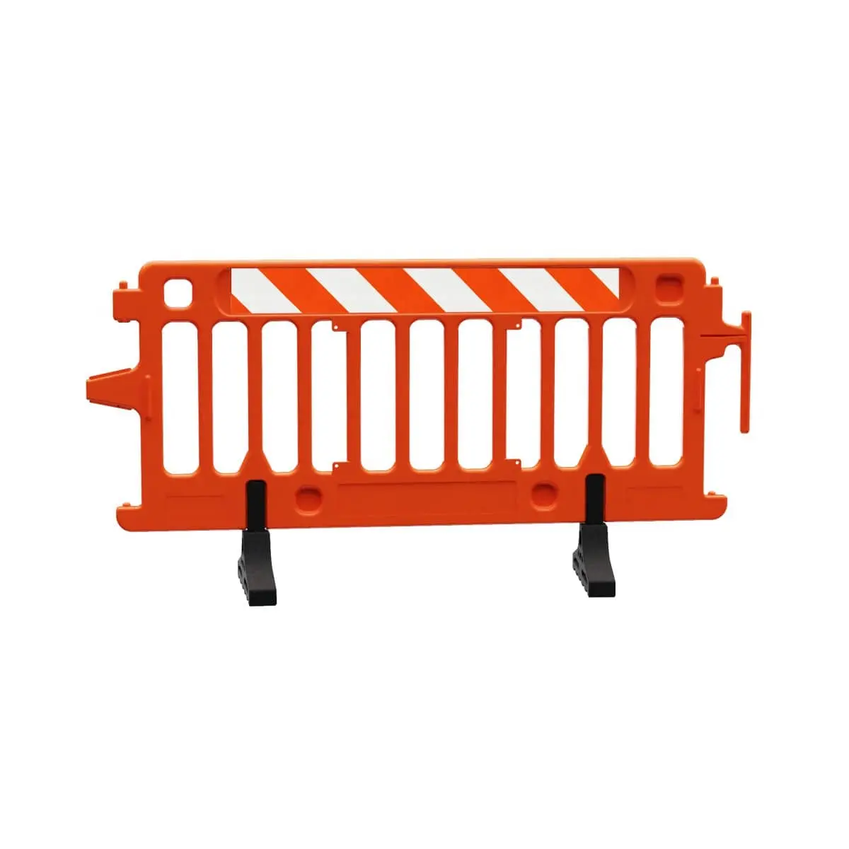 Portable Crowd Control Solutions Crowdcade, 2004-O-Eglr, Orange. Engineer Grade Striped Sheeting On Both Sides Of The Barricade, Left/Right 1