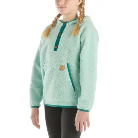Youth Long-Sleeve Fleece Quarter-Snap Sweatshirt - Pastel Turquoise 1