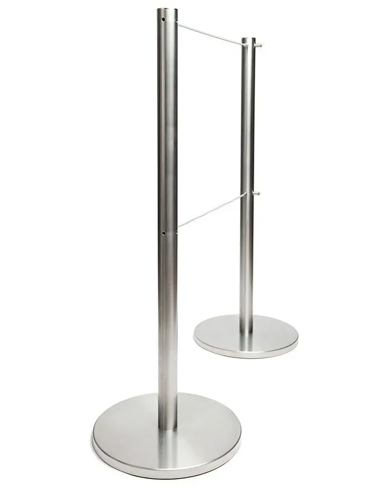"Q-Cord" Museum Stanchion With Retractable 7' Cord, Stainless Steel, 39" H 1